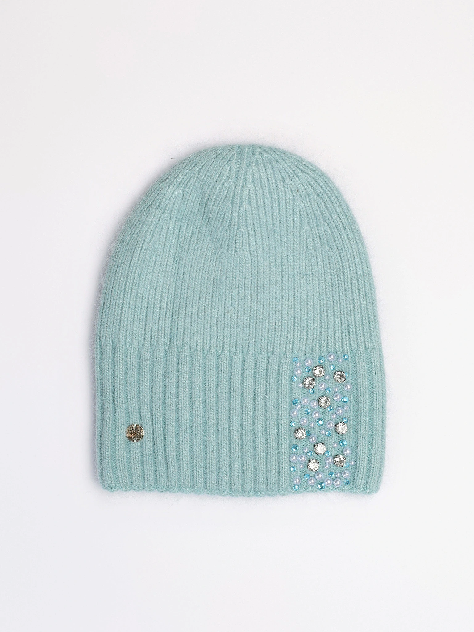 Шапка-бини двойная со стразами и бусинами в ассортименте